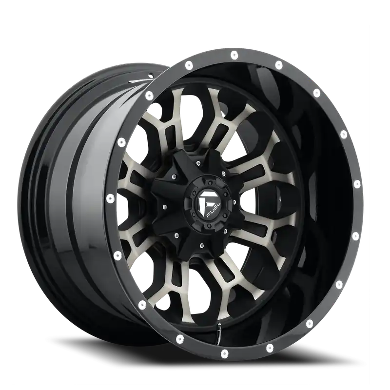 Fuel Crush D561 18x9 +1 8x180mm 124.3mm Gloss Black Double Dark Tint-Machined Face Limited Offer