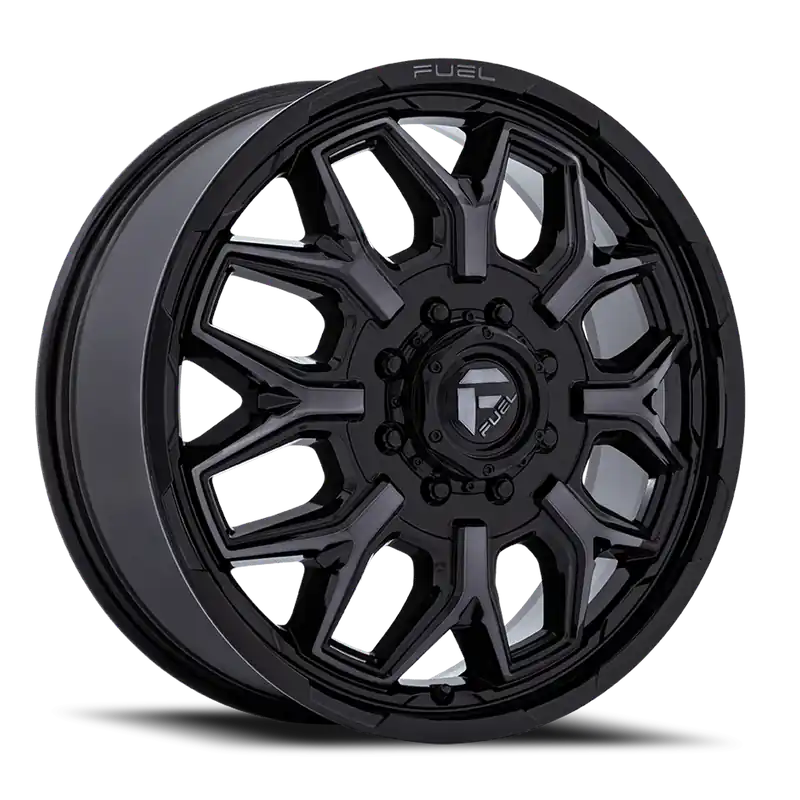 Instant Buy Fuel Flux Dually D875 22x8.25 +104 8x200mm 142mm Gloss Black Double Dark Tint