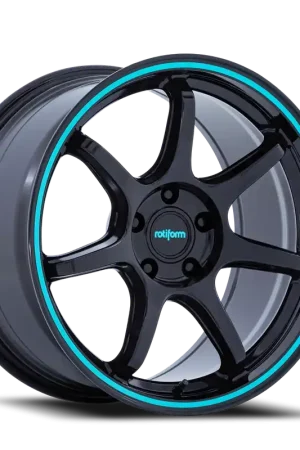 Rotiform BPU RC208BL 18x9.5 +25 5x114.3mm 72.56mm Gloss Black Teal Stripe Today Only