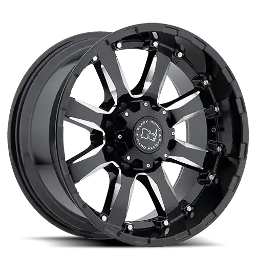 Mega Sale Black Rhino Sierra 17x9 +12 8x170mm 125mm Gloss Black Milled Spokes