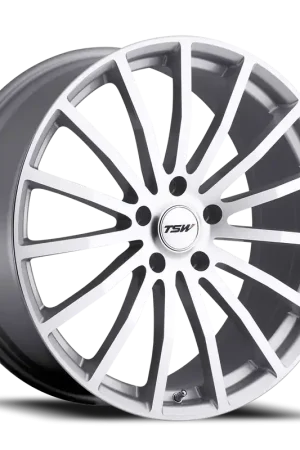 TSW Mallory 5 SL 20x10 +25 5x114.3mm 76mm Silver Mirror Cut Face Same Day Shipping