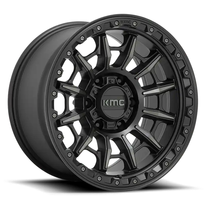 Deal KMC Carnage KM547 GY 17x9 -12 6x139.7mm 106.1mm Satin Black Gray Tint