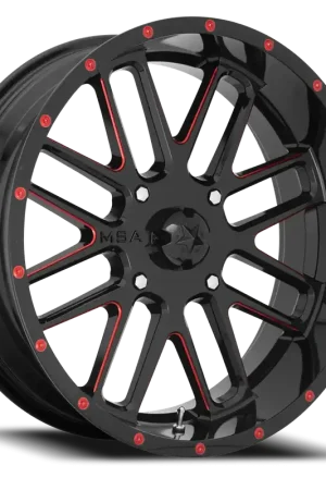 MSA Bandit M35 GB-MR 22x7 +0 4x137mm 112.1mm Gloss Black Milled-Red Tint Factory Price