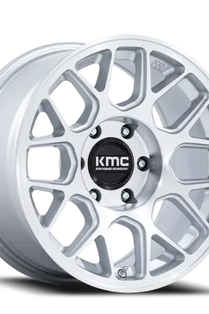 KMC Hatchet KM730SD 17x8.5 -10 5x127mm 71.5mm Gloss Silver Machined Face Certified