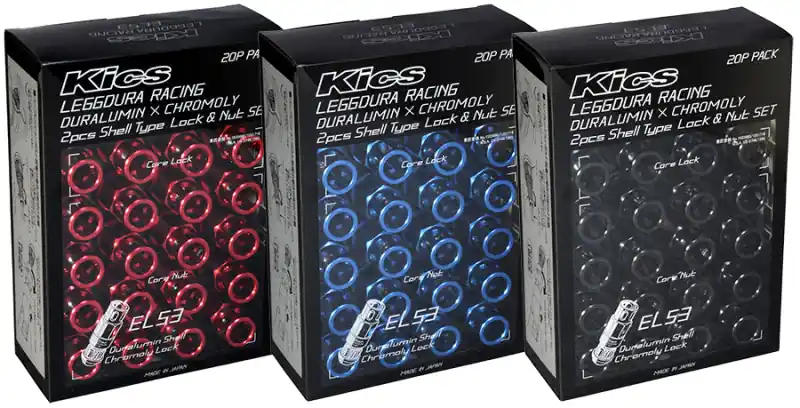 Best Choice Project Kics Leggdura Racing 53mm EL53 Shell Type Lug Nut 16 Pcs + 4 Locks 12X1.50 Black