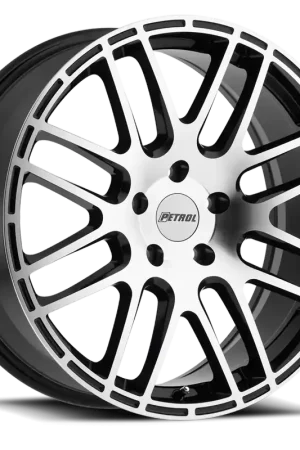 Petrol P6A GBM 17x7.5 +35 5x100mm 72.1mm Gloss Black Machined Cut Face Low Price