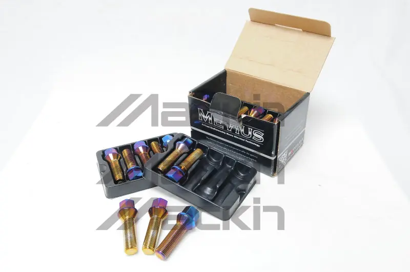 Wheel Mate Mevius 17 Hex Lug Bolt Set of 20 - Black 14x1.25 40mm Cone 60 DEG TAP Exclusive