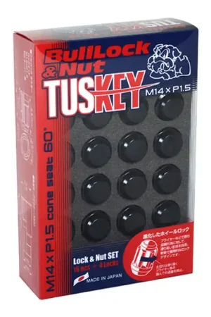 Project Kics 16 LUGS + 4 LOCKS Tuskey Black Bullock And Nut Set - 14X1.50 Modern