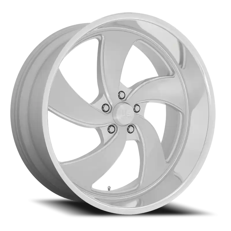 US Mags Desperado 5 U134 22x8.5 +1 5x120.65mm 72.7mm Brushed Silver Milled-Diamond Cut Lip Genuine