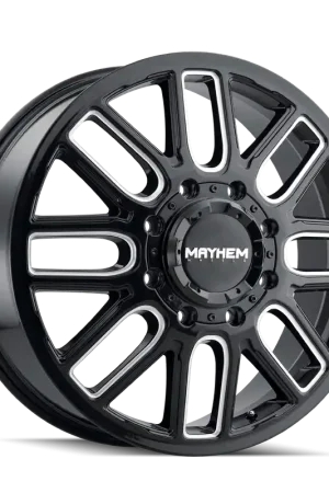 Mayhem Cogent Dually (8107D) Gloss Black Milled 20x8.25 Front 8x200 115mm 142mm Mega Sale
