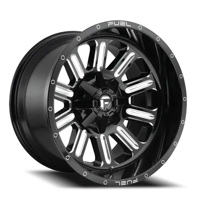 Fuel Hardline D620 17x9 -12 5x114.3/5x127mm 78.1mm Gloss Black Milled Super Sale