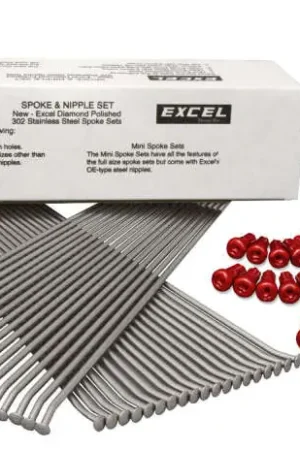 Excel Rear Spoke/Red Nipple Set (w/ Wrench) - 8 Gauge / 36 Qty - Red Next Day Delivery