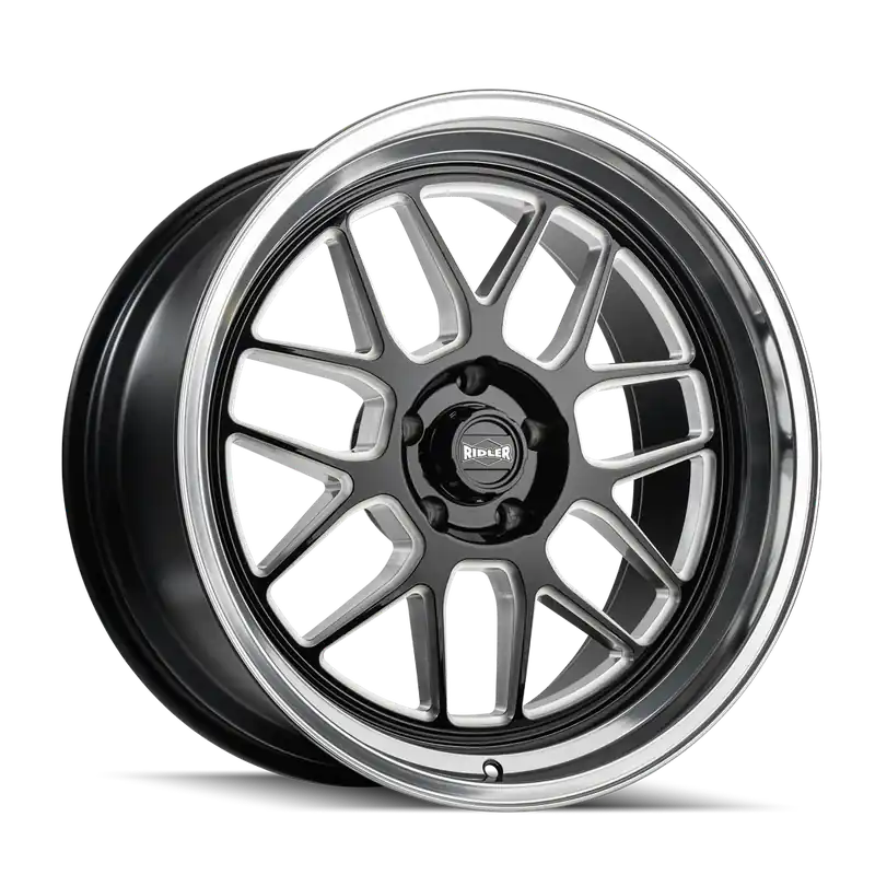 Ridler 611 Gloss Black/Milled With Diamond Cut Lip 17x7 5x120.65 0mm 83.82mm Flash Sale