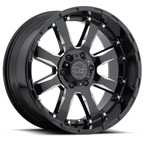 Original Black Rhino Sierra 20x9 +12 6x135mm 87mm Gloss Black Milled Spokes