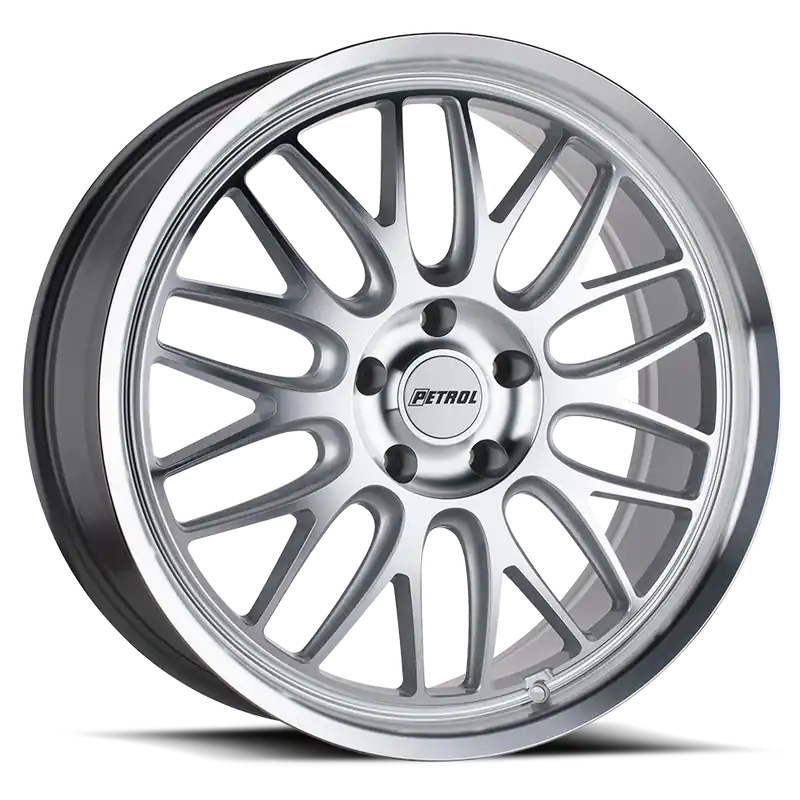 Top Rated Petrol P4C SL 18x8 +40 5x115mm 76.1mm Silver Machined Face-Machined Lip