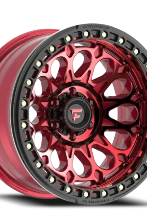 In Demand Fittipaldi Offroad Beadlock Series FB153R 17x9 -15 6x139.7mm 106.2mm Red Machined Forged Ring