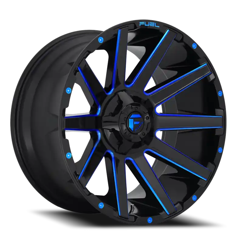 Fuel Contra D644 20x9 +2 6x135/6x139.7mm 106.1mm Gloss Blue Milled Same Day Shipping