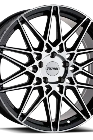 Top Rated Petrol P3C GBM 17x8 +40 5x105mm 72.1mm Gloss Black Machined Face