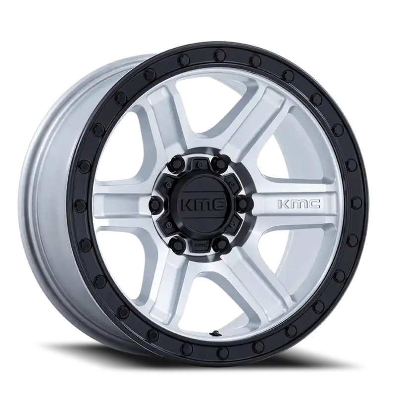 KMC Outrun KM551 MGBL 17x8.5 +18 5x127mm 71.5mm Machined Silver Gloss Black Lip Low Price