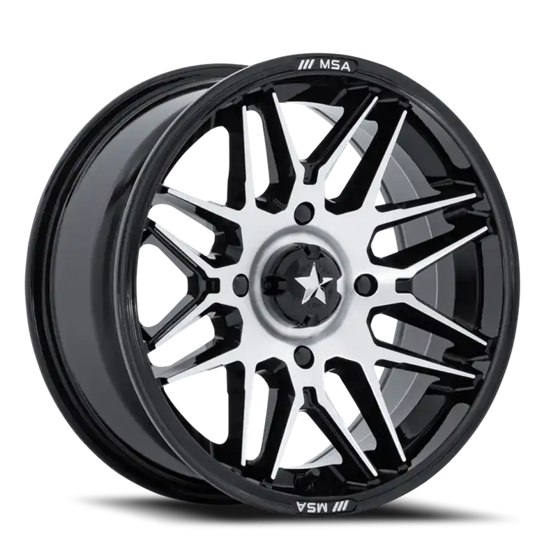 MSA Radar UTV M52 BD 15x7 +10 4x137mm 96mm Gloss Black Machined Face Special Discount