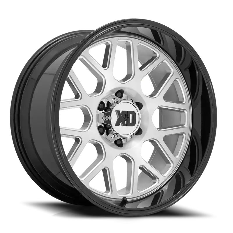 Big Sale XD Series Grenade 2 XD849 SBL 20x10 -18 5x127mm 71.5mm Brushed Silver Milled-Gloss Black Lip