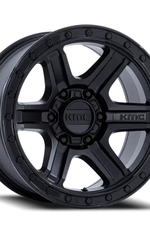 Final Sale KMC Outrun KM551 MBGBL 17x8.5 +18 5x127mm 71.5mm Matte Black Gloss Black Lip