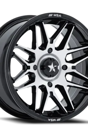 MSA Radar UTV M52 BD 16x7 +10 4x137mm 96mm Gloss Black Machined Face Free Returns