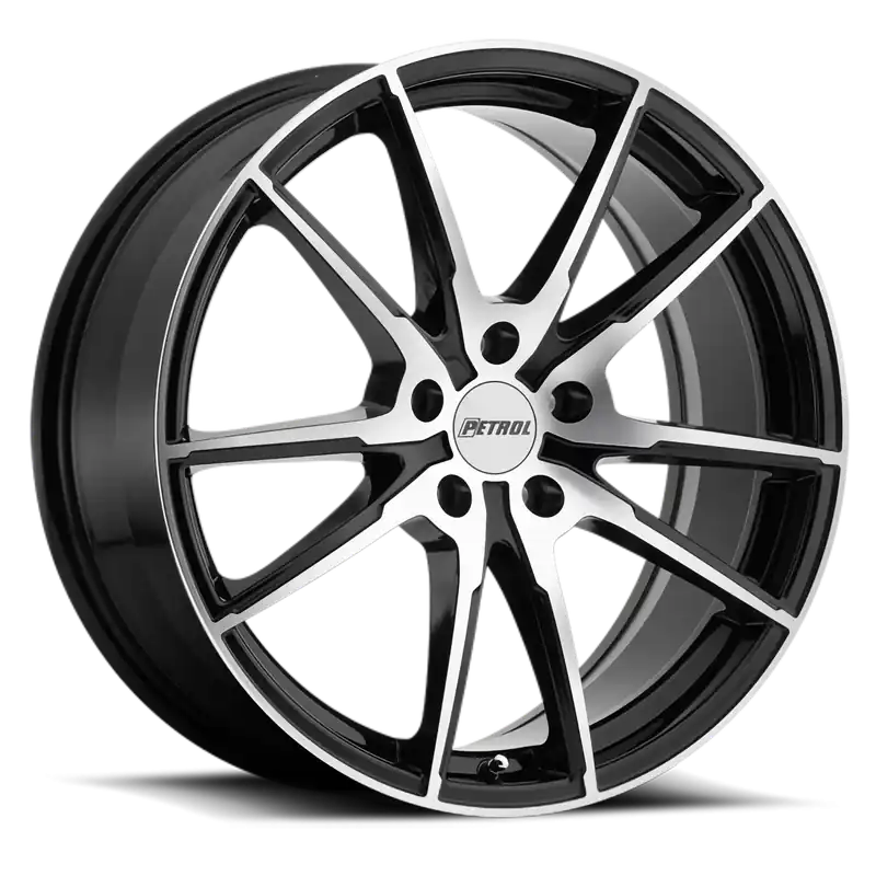 Mega Sale Petrol P0A GBM 17x8 +40 5x108mm 72.1mm Gloss Black Machined Cut Face