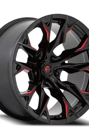Don’t Miss Out Fuel Flame 5 D823 20x10 -18 5x127mm 71.5mm Gloss Black Milled Candy Red