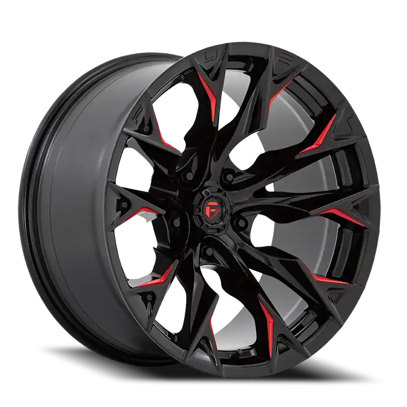 Don’t Miss Out Fuel Flame 5 D823 20x10 -18 5x127mm 71.5mm Gloss Black Milled Candy Red