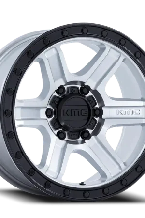 KMC Outrun KM551 MGBL 17x8.5 -10 6x135mm 87.1mm Machined Silver Gloss Black Lip Fast Shipping