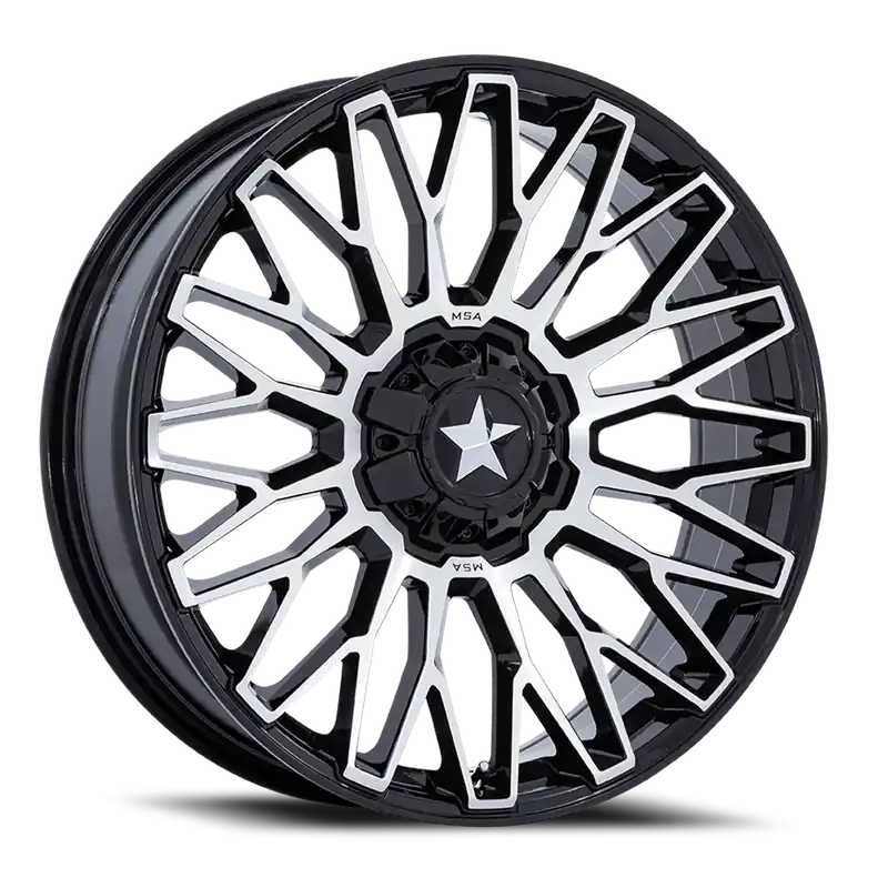 MSA Clubber M50 GBM 24x7 +0 4x137/4x156mm 110.1mm Gloss Black Machined Affordable