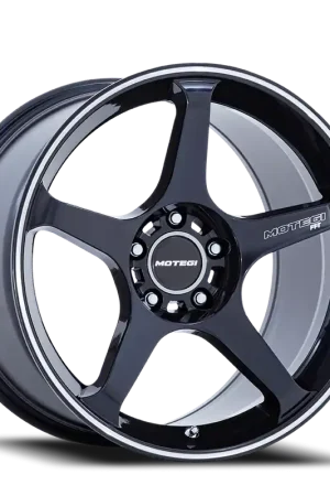 In Demand Motegi MR159 Battle V LD 18x9.5 +38 5x114.3mm 72.56mm Obsidian Blue Machined Lip Stripe