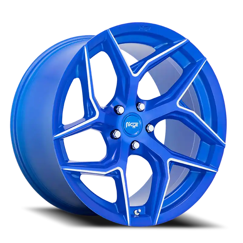 Niche Torsion M268 20x9 +27 5x112mm 66.56mm Anodized Blue Milled Next Day Delivery