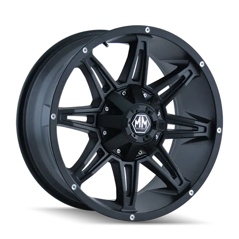 Certified Mayhem Rampage 8090 Matte Black 18x9 6x135/6x139.7 x12mm 106mm