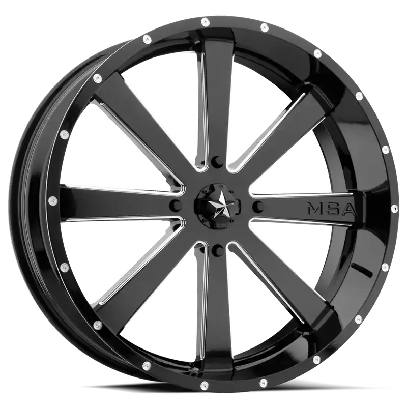 MSA Flash M34 GB-M 22x7 +0 4x137mm 112mm Gloss Black Milled Price Drop