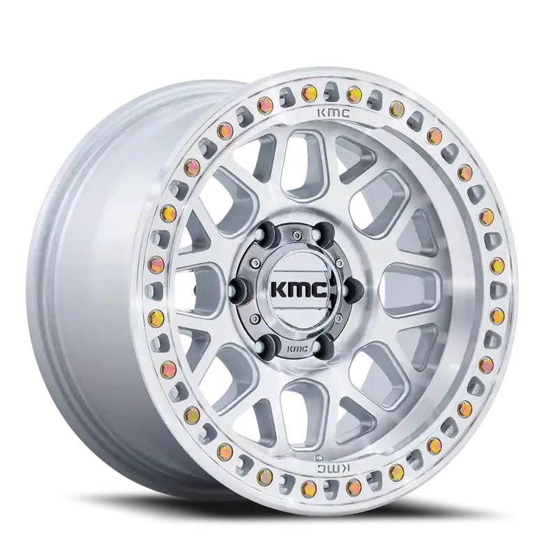 KMC GRS KM549 GSM 17x8.5 +0 6x139.7mm 106.1mm Gloss Silver Machined Face Buy Direct