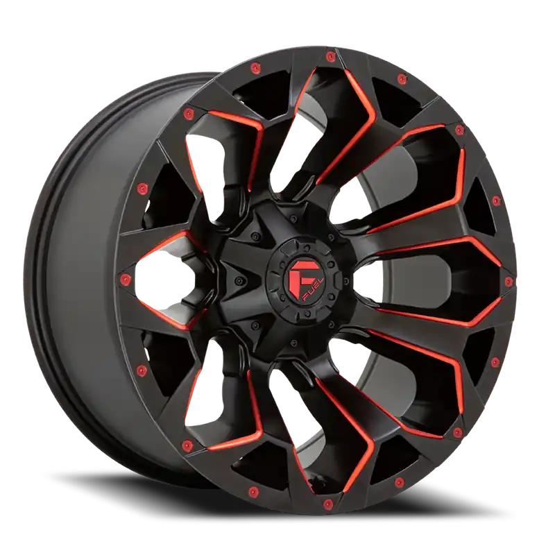 Fuel Assault D787 17x9 -12 5x114.3/5x127mm 78.1mm Matte Black Milled-Red Tint Super Sale