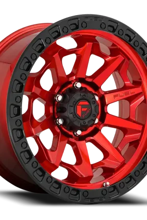 Fuel Covert D695 17x9 +1 5x127mm 71.5mm Candy Red Black Bead Ring Modern