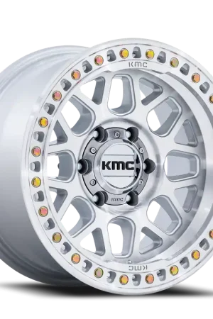 Crafted KMC GRS KM549 GSM 17x9 +18 6x135mm 87.1mm Gloss Silver Machined Face