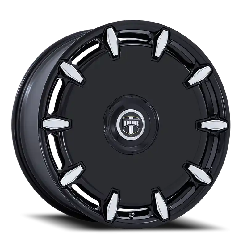 Fast Shipping DUB Cheef DC271 GBM 24x9 +38 5x115/5x120mm 74.1mm Gloss Black Milled