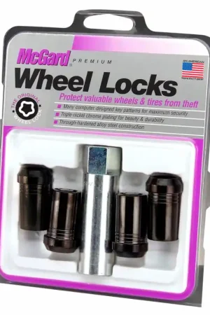 Professional Grade McGard Wheel Lock Nut Set - 4pk. (Tuner / Cone Seat) M14X1.5 / 1in. Hex / 1.935in. Length - Black