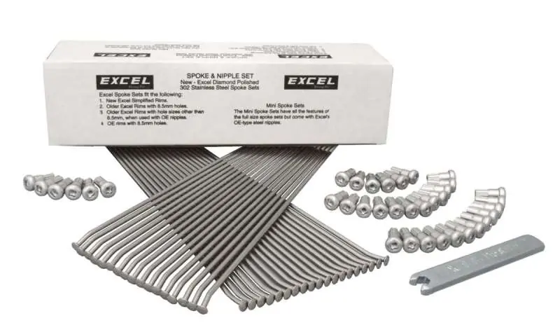 Brand New Excel Rear Spoke/Nipple Set (w/ Wrench) - 9 Gauge / 36 Qty - Silver